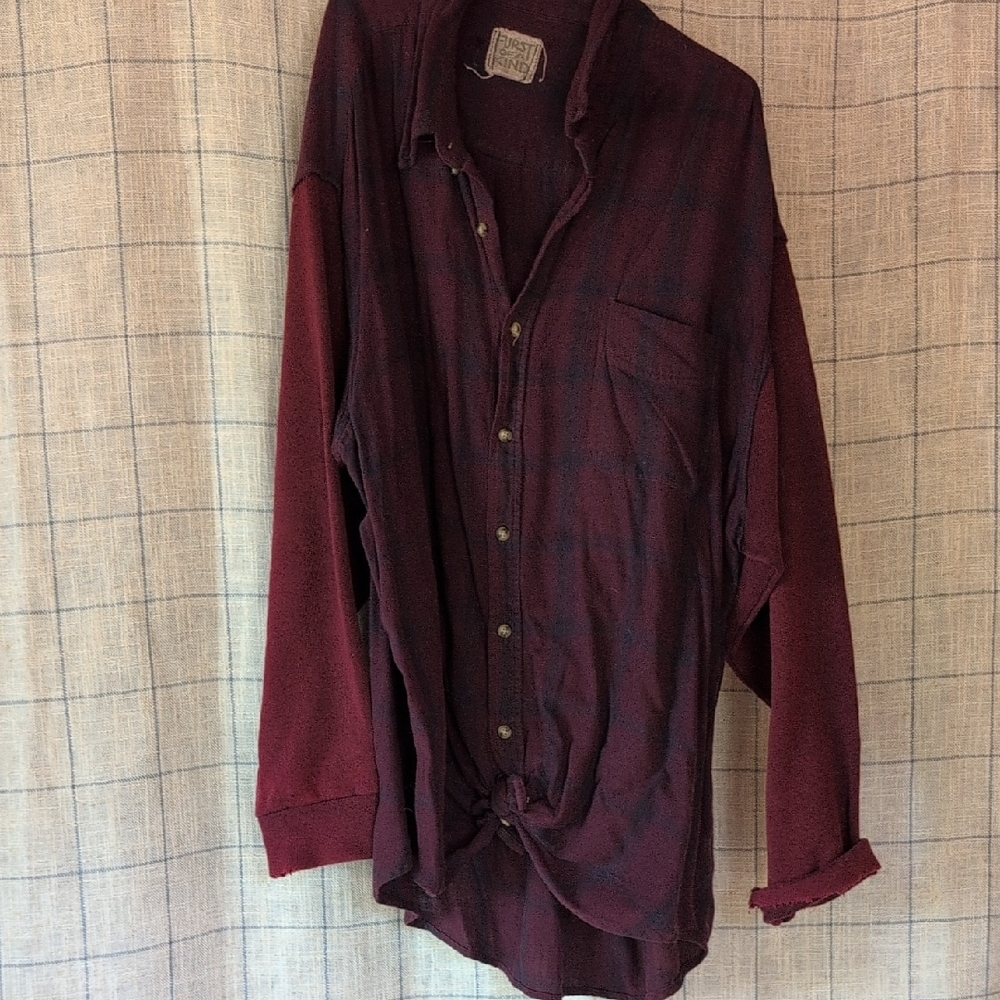 Womans Burgundy Button-Up Shirt